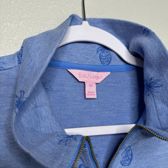 Lilly Pulitzer Bennet Blue Pineapple Print Zip Up Jacket Size X-Small - Picture 2 of 3